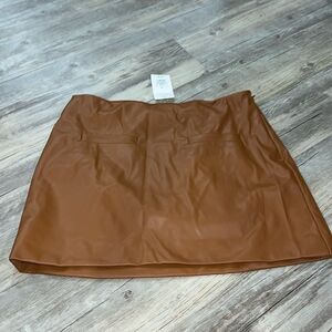 a new day Tan Faux Leather Skirt